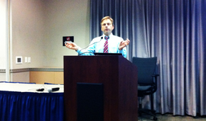 Joe Schafer speaking at the October 17 meeting