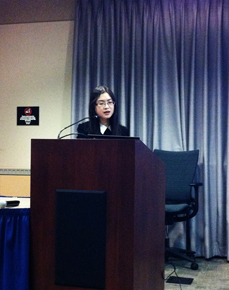 Shu Yang speaking at October 17 meeting