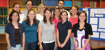 Faculty members Nicole Lazar (front row, first from left) and Jaxk Reeves (back row, second from left) and their students in the undergraduate capstone course in 2007-2008. University of Georgia, Department of Statistics