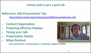 John Bailer (Miami University) shares resources for giving a good talk. John Bailer (Miami University) shares resources for giving a good talk.