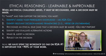 Rochelle Tractenberg (Georgetown University) presents steps necessary to make and then support a decision.