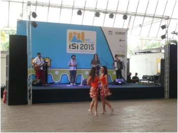 Forró music and dance during a lunch break. Forró is a traditional genre from the northeast of Brazil. dancers