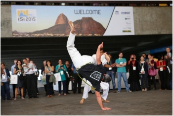 Display of the Brazilian martial art of Capoeira during a lunch break. Photo credit: Steve Bunnell. martial arts