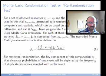 William Rosenberger (George Mason University) reviews randomization techniques during his presentation.