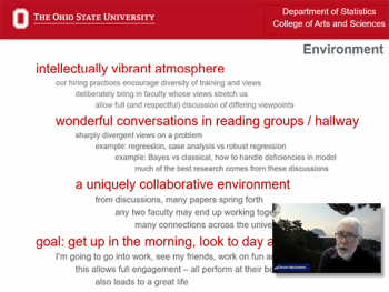 Steve MacEachern (Ohio State) discusses the importance of a healthy working enviroment.