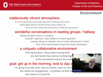 Steve MacEachern (Ohio State) discusses the importance of a healthy working enviroment. Steve MacEachern (Ohio State) discusses the importance of a healthy working enviroment.