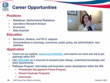 Victoria Bryant (IRS) discusses career opportunities available with the IRS.