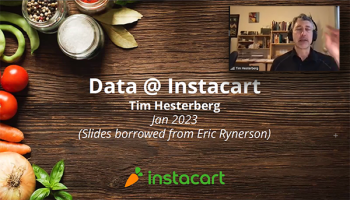 Tim Hesterberg (InstaCart) provides an insider's look into the role statisticians and data scientists play in this new company. Tim Hesterberg (InstaCart) provides an insider's look into the role statisticians and data scientists play in this new company.