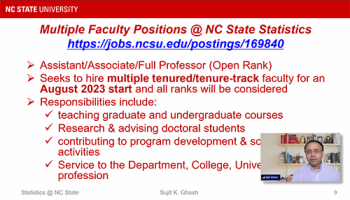 Sujit Ghosh (NC State) describes the open posititions his department is seeking to fill. Sujit Ghosh (NC State) describes the open posititions his department is seeking to fill.