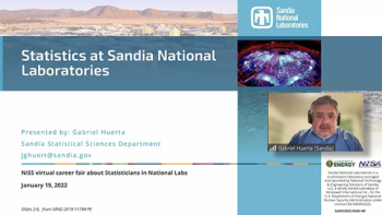 Gabriel Huerta, PhD, (Sandia Statistical Sciences Department) talks about research opportunities at Sandia Labs. Gabriel Huerta, PhD, (Sandia Statistical Sciences Department) talks about research opportunities at Sandia Labs.