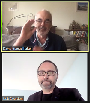 Sir David Spiegelhalter, (Cambridge University) responds to questions from moderator Rob Deardon (University of Calgary)