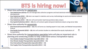 One of the slides from Cha-Chi Fan's (BTS) reviews the job opportunities in her agency.