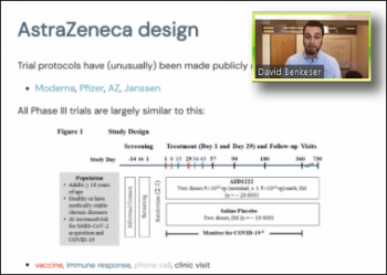 David Benkeser (Emory University) reviews the AstraZeneca clinical trial protocol.