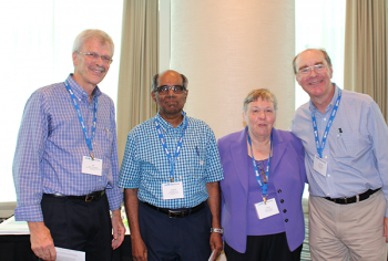The Jerome Sacks Award being presented to Jogesh Babu by Jim Rosenberger, Director NISS (left), Mary Batcher, Chair, NISS Board of Trustees (second from right), and David Banks, Director SAMSI (right) The Jerome Sacks Award being presented to Jogesh Babu by Jim Rosenberger, Director NISS (left), Mary Batcher, Chair, NISS Board of Trustees (second from right), and David Banks, Director SAMSI (right)