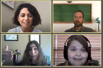 Esra Kurum (top left) moderates an active Q&A session with experts in teaching statistics online. Esra Kurum (top left) moderates an active Q&A session with experts in teaching statistics online.