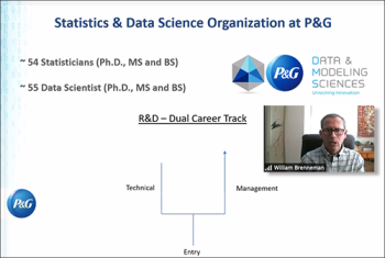 William Brenneman (P&G) describes career tracks for statisticians at P&G.