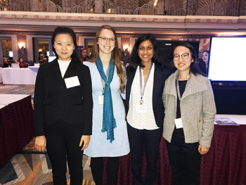 Conference attendees Xiaoxiao Li, Claire Kelling, Dhanushi Wijeyakulasuriya and Lizhao Ge. Conference attendees Xiaoxiao Li, Claire Kelling, Dhanushi Wijeyakulasuriya and Lizhao Ge.